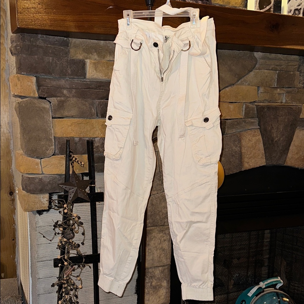 American Bazi Off-White Cargo Pants